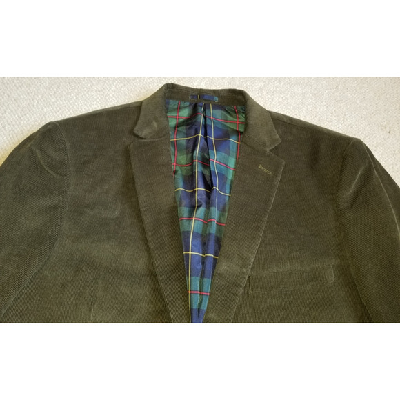 Mens Blazer-ALAN FLUSSER-olive green 100% cotton corduroy lined 2-button-M - Picture 3 of 5